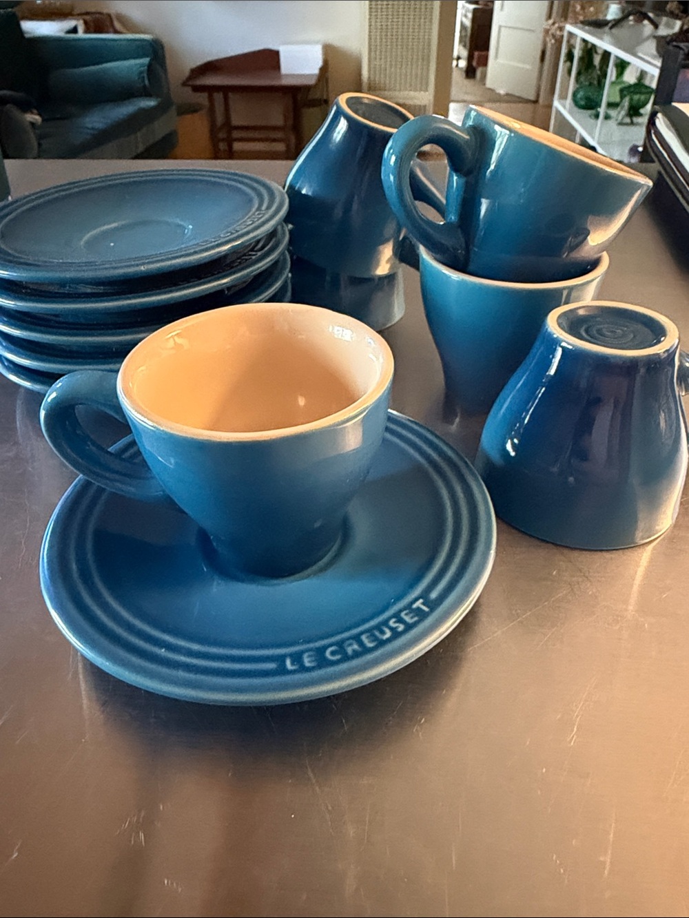 Le Creuset Blue Stoneware Espresso Cup & Saucer Set